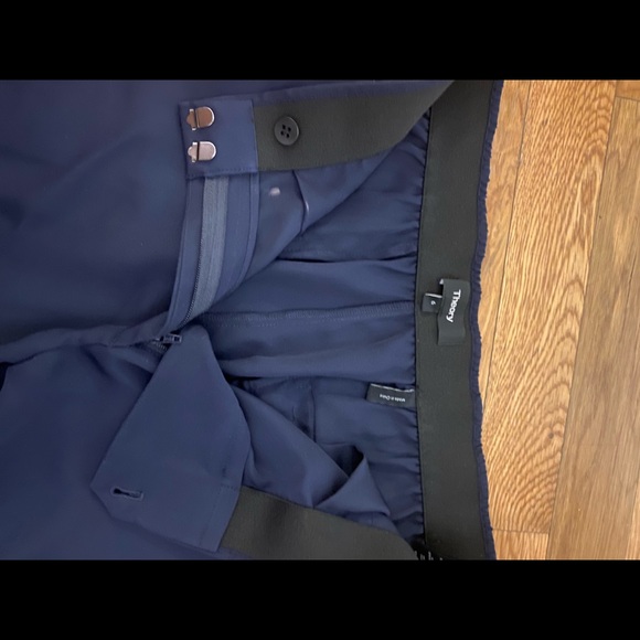 Theory women’s cropped 100% silk pants size 6 NAVY - Picture 3 of 8